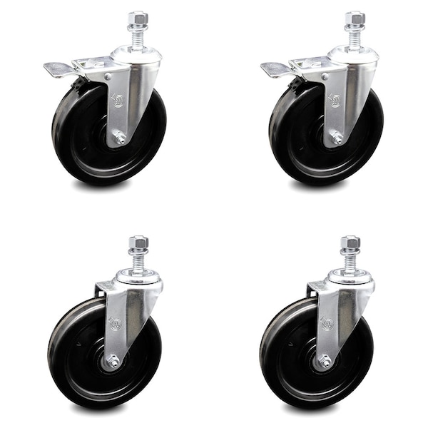 Service Caster 6 Inch Phenolic Swivel 10mm Threaded Stem Caster Total Lock Brake SCC, 2PK SCC-TSTTL20S615-PHS-M1015-2-S-2 - main
